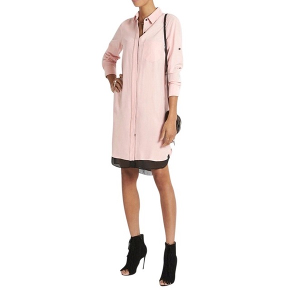 pink silk shirt dress